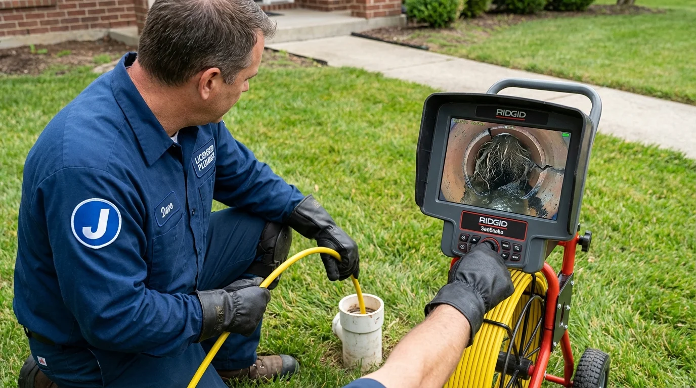 Sewer camera inspection being performed by Johns Plumbing LLC in Burt